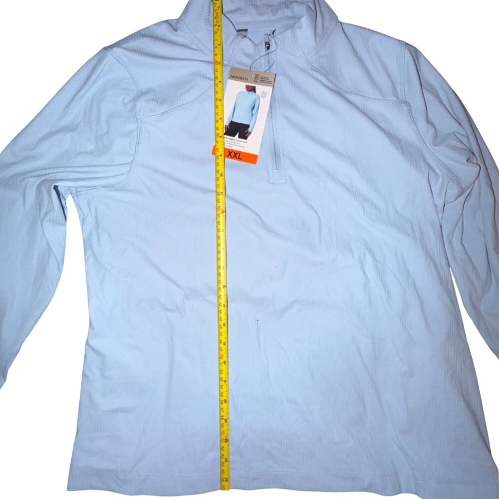 MONDETTA **NWT** Long Sleeve Active Ribbed 1/2 Zip Top w/ Thumb Holes, Blue, XXL